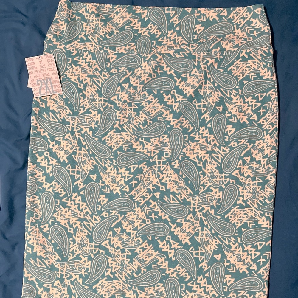 Teal and white 2x Lularoe Cassie